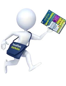 Cartoon image of Leaflet Delivery in Action